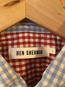 BEN SHERMAN NWT Blue Classic Gingham Check Button Down Shirt Men's Large $85 - Picture 1 of 8