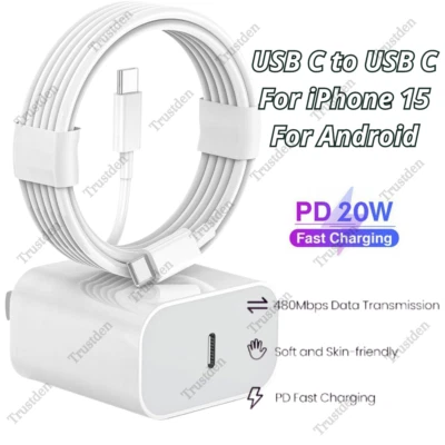 For iPhone 15 Pro Android 20W USB C Fast Charger Type C Cord Power Adapter Brick - Image 1 of 4