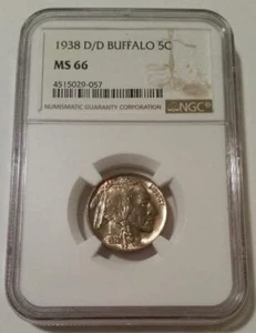 1938 D/D Buffalo Nickel MS66 NGC - Picture 1 of 4