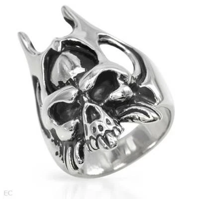 Anel Skull Gentlemens feito em aço inoxidável de dois tons tamanhos 9,10 e 12 - Imagem 1 de 2