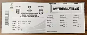 Biglietto Besiktas - Liverpool FC 2015 UEFA Europa League Cup Match Football Soccer - Foto 1 di 1