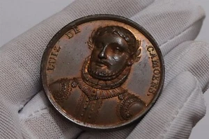 🧭 🇵🇹 PORTUGAL UK GB RARE 1782 CAMOES FIRST MEDAL by Dillon Baron aUNC 41mm  - Bild 1 von 12