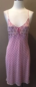 M Pink Scoop Neck Floral Print Babydoll Nighty Chemise W Spaghetti Straps - Picture 1 of 10