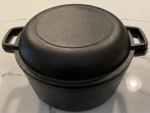 Cazuela doble horno holandés Bruntmor 2 en 1 tapa de hierro fundido presazonado 5 qt - Imagen 1 de 5