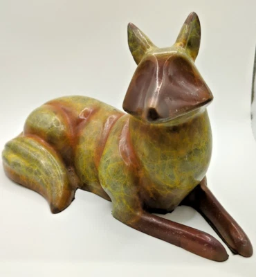 SPI Gallery Solid Brass & Marble Base Fox - Image 1 of 4