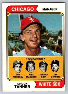 1974 Topps - #221 Johnny Sain, Chuck Tanner, Joe Lonnett (RC) - Image 1 of 2