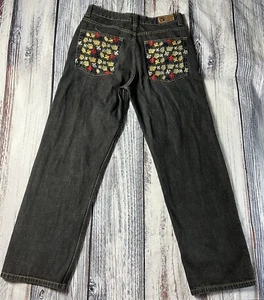 Risk Jeans Co Men’s Jeans Crown Fleur De Lis Embroidered Y2K 36x34 ( 34x32 - Picture 1 of 12