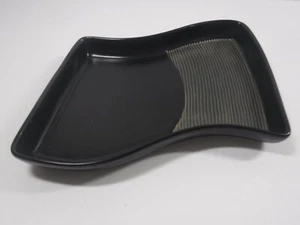 Pfaltzgraff Night Surf 9 x 7 Oblong Platter Matte Black, Smooth & Embossed Rings - Picture 1 of 4