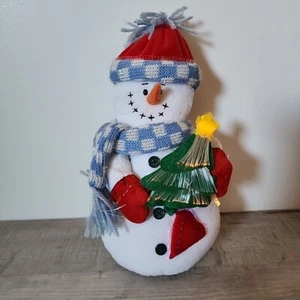 Vintage Glasfaser leuchtende Weihnachten Plushees Schneemann 11" hängend stehend - Bild 1 von 10