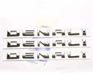 3x OEM Denali Emblem Badges fits Sierra Yukon 2010-2018 Chrome - Picture 1 of 5