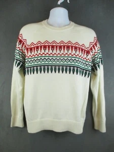 Gap Sweater Mens Medium Cream Fair Isle Holiday Crewneck Pullover 100% Cotton - Picture 1 of 12