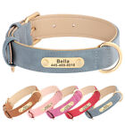 Soft PU Leather Personalised Pet Dog Collar Custom Name Number Tag Engraved S-XL