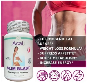 2 Acai Fat Burner Diet Pills Strong Weight Loss Slimming Tablets T5 Slim Blast - Picture 1 of 21