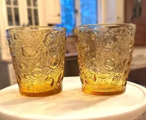 2 MCM Anchor Hocking Desert Amber Gold Milano On the Rocks Glasses - Picture 1 of 6