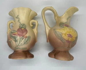 Vintage Hull USA Magnolie matt gelb Vase 13-4 3/4 und Krug 14 4 3/4" - Bild 1 von 12