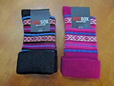 2 PAIR WOMENS HOT SOX COLLECTION CUFFED ANKLE SOCKS size 9-11 - Image 1 of 4
