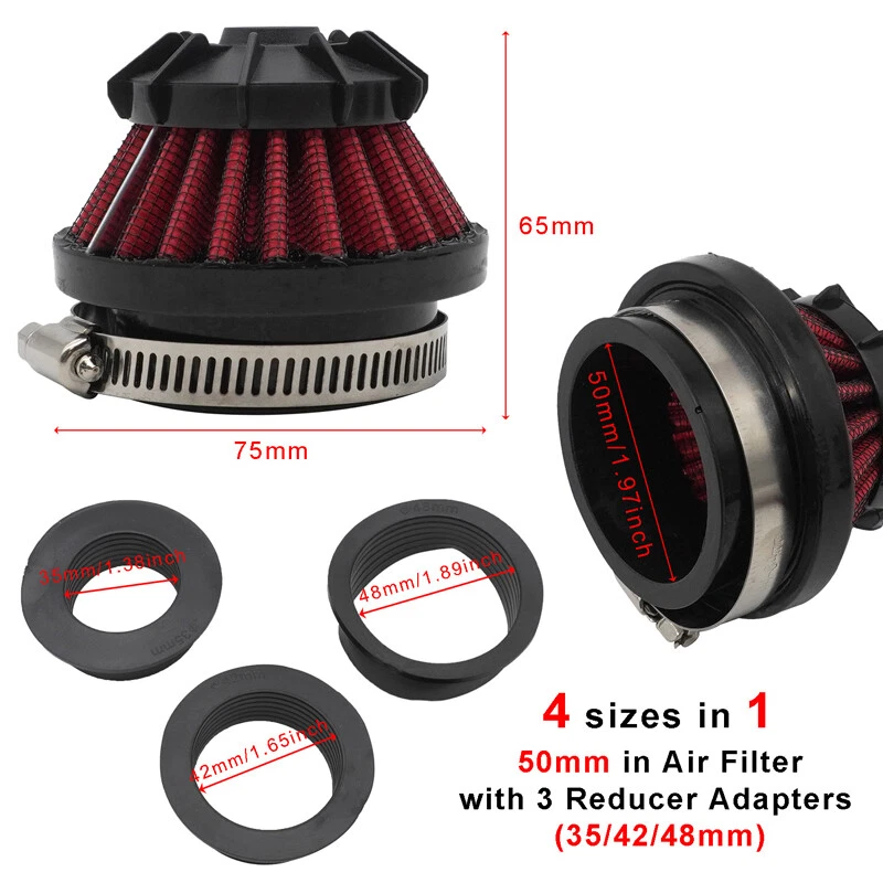 Motorcycle ATV Dirt Pit Bike Air Filter Intake Cleaner Kit 50MM 35MM 42MM 48MM — 第 1/4 张图片