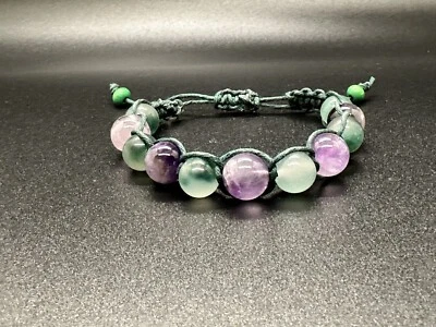 Natural Amethyst And Moss Agate Protection Women Bracelet Hemp Handmade Reiki - Image 1 of 2