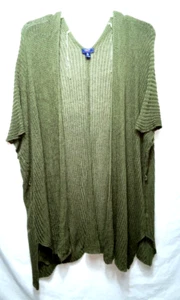 Chaps Women's Open Front Asymmetrical  Hem Loose Knit Long Sweater Size 3X Green - Picture 1 of 4
