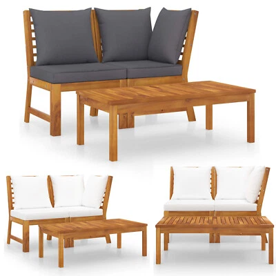 Akazienholz Gartenmöbel Lounge Sitzgruppe Gartenset Balkonset Sofa Kissen 2Farbe - Bild 1 von 4