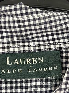 Lauren Ralph Lauren women’s black and white check ruffled shirt medium - Picture 1 of 9
