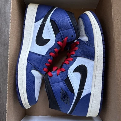 Nike Air Jordan 1 Mid SE 852542-400 Deep Royal Blue Rojo Usado Talla 8.5 Foto 1 de 4