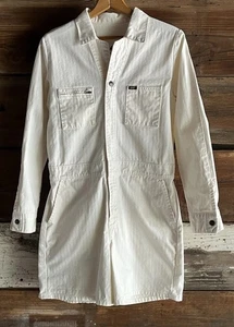 Lee Union Alls White Long sleeve Shortalls Romper Size Small - Picture 1 of 9
