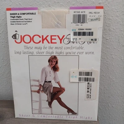 Jockey Para Ella Pequeño/Mediano Muslo Alto Nylon Antiguo Blanco Sandalia Estilo 1992 Foto 1 de 4