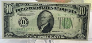 1934 -A  (B)  $10  Fed Reserve Note -LGS - USSK0053 - Picture 1 of 2
