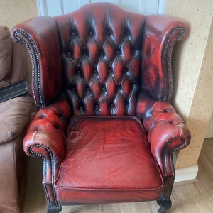 Real Leather Chesterfield Armchair used - Picture 1 of 6
