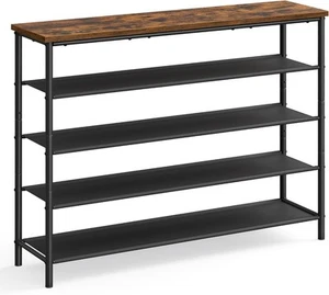 5-Tier Shoe Organizer, 20-24 Pairs, 4 Fabric Shelves, Steel Frame - Picture 1 of 9