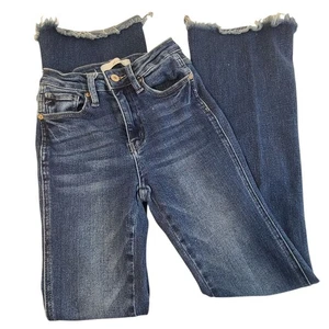 Kancan Jeans Damen 24 Flare Mid Rise Raw Hem Front Seam Stretch Ripped Denim - Bild 1 von 6