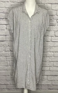 Old Navy Women’s Size XL Blue/White Striped Linen-Blend Shirt Dress Casual Comfy - Picture 1 of 6