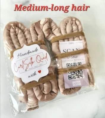 Beige CurlSilk Quad (no scrunchie ) - Heatless Curlers for medium/long Hair - Image 1 of 3