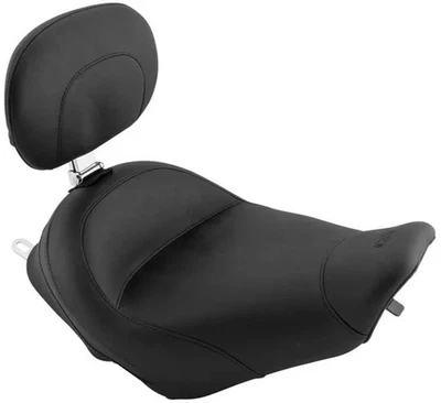 Mustang Black Standard Touring Solo Seat w Backrest Road King 1997-2007 - Image 1 of 4