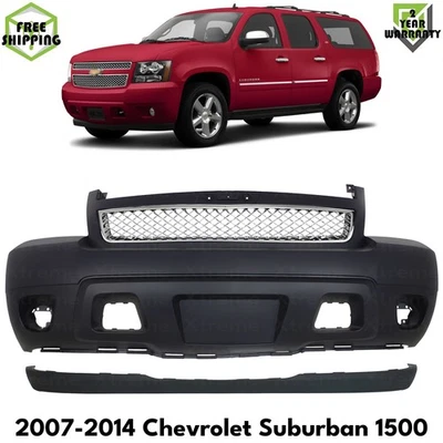 Front Bumper Cover Primed & Lower Valance For 07-2014 Chevrolet Suburban 1500 Foto 1 de 4
