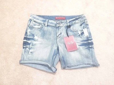 NUEVO Pantalones Cortos Denim Rojo Remache Mezcla Elástica Envejecida Para Mujer Talla 5 Foto 1 de 4