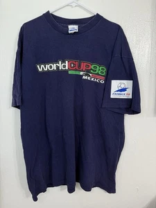 Vintage 1998 FIFA Fussball-Weltmeisterschaft Frankreich Mexiko Flagge T-Shirt blau Größe X Large - Bild 1 von 11