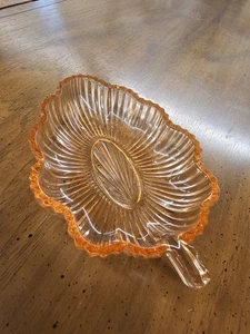 Pink Depression Glass Leaf Candy Dish - Lot#1127 - Picture 1 of 2