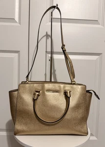 Michael Kors Selma Umhängetasche groß Saffiano Leder in Metallic Gold - Bild 1 von 13