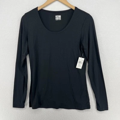 Top 32 DEGREE para mujer L CALOR capa base cuello redondo manga larga negro NUEVO Foto 1 de 4