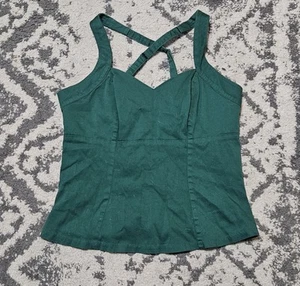 Deadly Dames By Micheline Pitt Emerald Green Man Eater Top Size XL - Picture 1 of 4