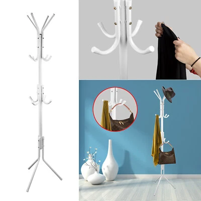 12 Hooks Coat Rack Hat Bag Stand Tree Clothes Hanger Umbrella Holder Organizer - Image 1 of 4