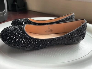 LAUREN LORRAINE BREA FLAT SEQUIN STUDDED SIZE 10 BLACK NEW - Picture 1 of 4