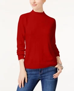 $175 Karen Scott Women'S Red Mock Turtleneck Long Sleeve Casual Sweater Size L - Picture 1 of 1