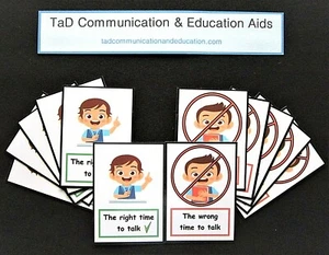 THE RIGHT TIME TO TALK, OR NOT CARDS - ADHD Autism Visual Behaviour Aid SEN PECS - Picture 1 of 16