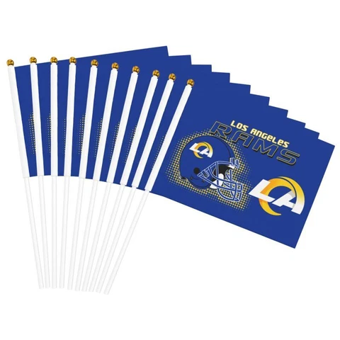 10PCS Decorative Flag St. Louis Rams Mini Handheld Flag with Plastic Flagpole Cover