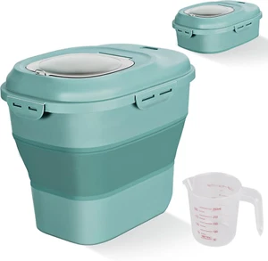 Cereal Rice Food Storage Containers, Collapsible 20 to 50 Lbs Dispenser Bin with - Picture 1 of 12