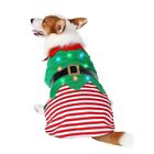 Dog Christmas Elf Theme Costume Indoor Outdoor Outfits Glowing Striped Vest
