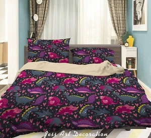 3D Dinosaur Pattern Kids Quilt Cover Set Duvet Cover Bedding Pillowcases - Picture 1 of 6